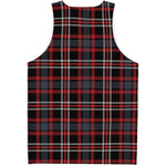 Grey Black And Red Scottish Plaid Print Men's Tank Top