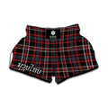 Grey Black And Red Scottish Plaid Print Muay Thai Boxing Shorts