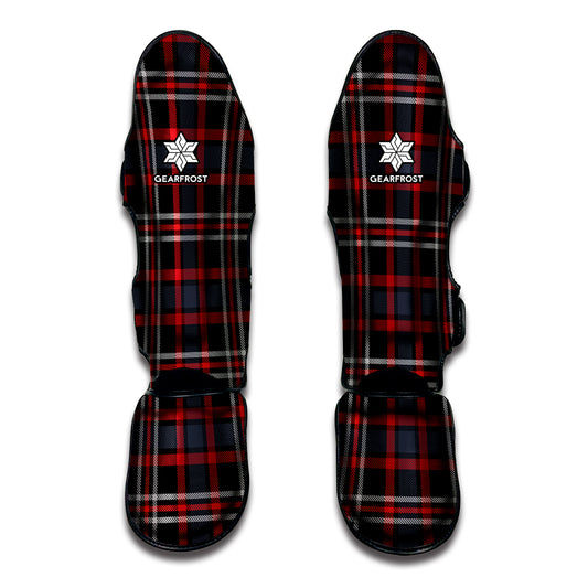 Grey Black And Red Scottish Plaid Print Muay Thai Shin Guard