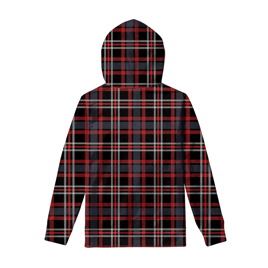 Grey Black And Red Scottish Plaid Print Pullover Hoodie