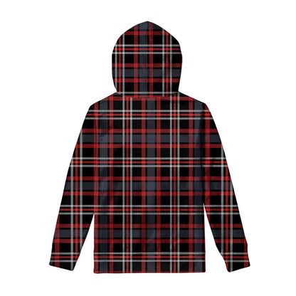 Grey Black And Red Scottish Plaid Print Pullover Hoodie