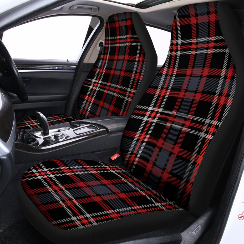 Grey Black And Red Scottish Plaid Print Universal Fit Car Seat Covers