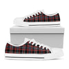 Grey Black And Red Scottish Plaid Print White Low Top Shoes