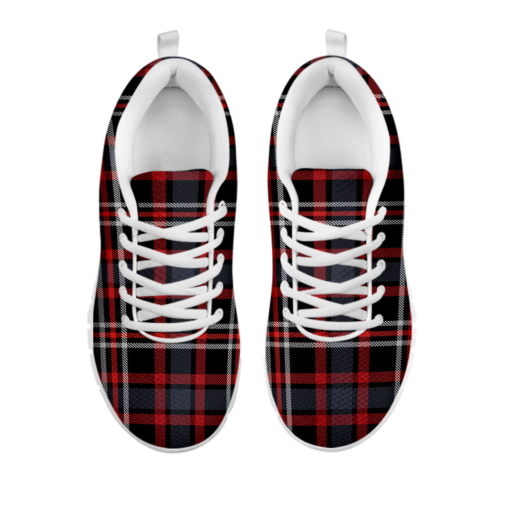 Grey Black And Red Scottish Plaid Print White Sneakers
