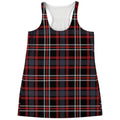 Grey Black And Red Scottish Plaid Print Women's Racerback Tank Top