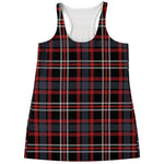 Grey Black And Red Scottish Plaid Print Women's Racerback Tank Top