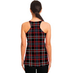 Grey Black And Red Scottish Plaid Print Women's Racerback Tank Top