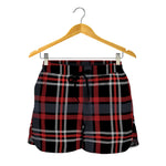 Grey Black And Red Scottish Plaid Print Women's Shorts