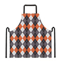 Grey Black Orange And White Argyle Print Apron