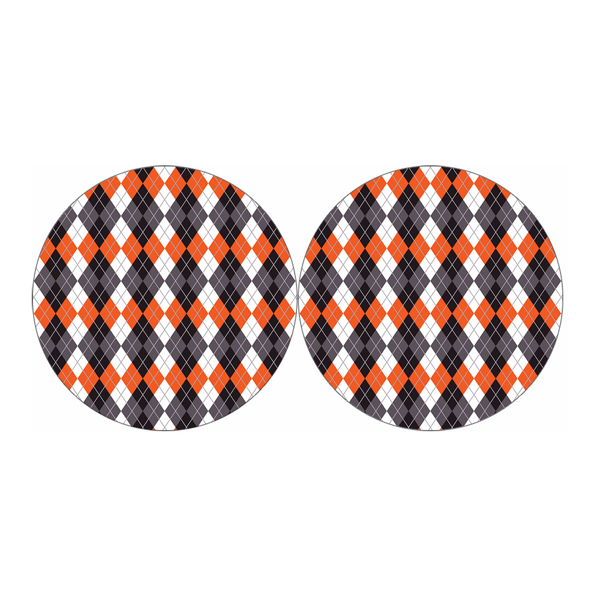 Grey Black Orange And White Argyle Print Car Coasters