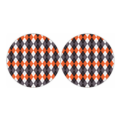 Grey Black Orange And White Argyle Print Car Coasters