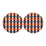 Grey Black Orange And White Argyle Print Car Coasters