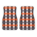 Grey Black Orange And White Argyle Print Front Car Floor Mats