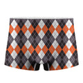 Grey Black Orange And White Argyle Print Men's Boxer Briefs