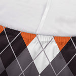 Grey Black Orange And White Argyle Print Sofa Cover