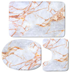 Grey Bronze Marble Print 3 Piece Bath Mat Set