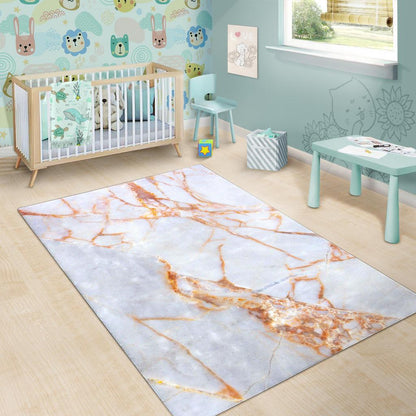 Grey Bronze Marble Print Area Rug GearFrost