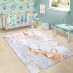 Grey Bronze Marble Print Area Rug GearFrost