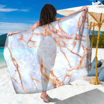 Grey Bronze Marble Print Beach Sarong Wrap