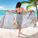 Grey Bronze Marble Print Beach Sarong Wrap