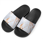 Grey Bronze Marble Print Black Slide Sandals