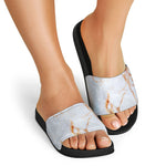 Grey Bronze Marble Print Black Slide Sandals