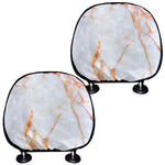Grey Bronze Marble Print Car Headrest Covers