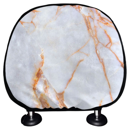 Grey Bronze Marble Print Car Headrest Covers