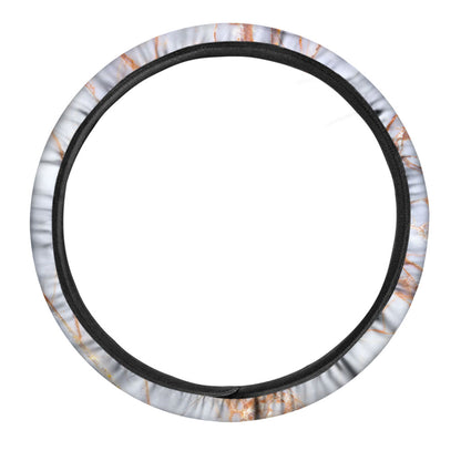 Grey Bronze Marble Print Car Steering Wheel Cover