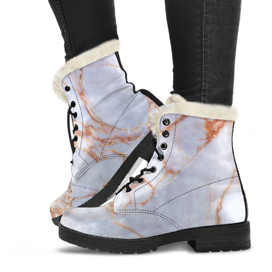 Grey Bronze Marble Print Comfy Boots GearFrost