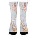 Grey Bronze Marble Print Crew Socks