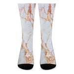 Grey Bronze Marble Print Crew Socks