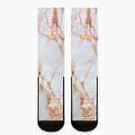 Grey Bronze Marble Print Crew Socks