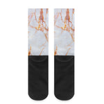 Grey Bronze Marble Print Crew Socks