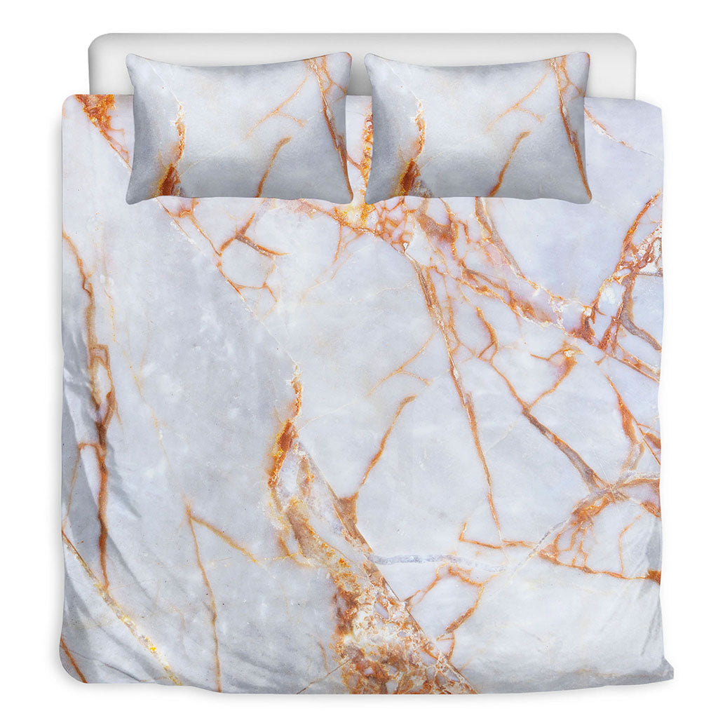 Grey Bronze Marble Print Duvet Cover Bedding Set