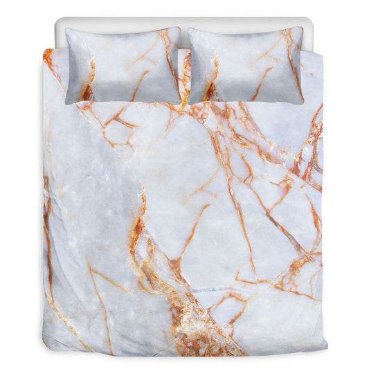 Grey Bronze Marble Print Duvet Cover Bedding Set