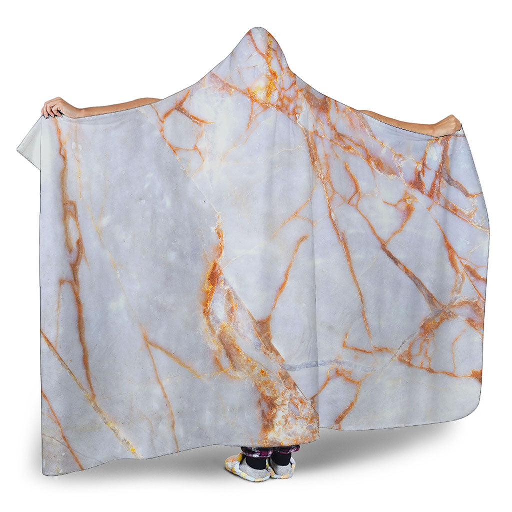 Grey Bronze Marble Print Hooded Blanket