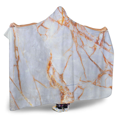 Grey Bronze Marble Print Hooded Blanket