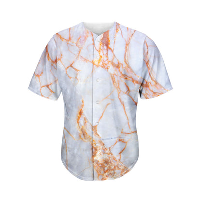Grey Bronze Marble Print Men's Baseball Jersey