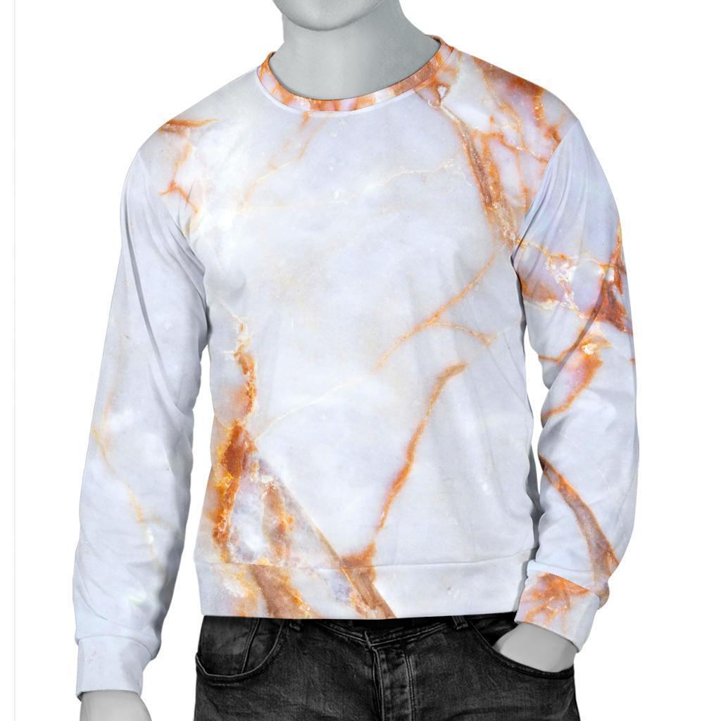 Grey Bronze Marble Print Men's Crewneck Sweatshirt GearFrost