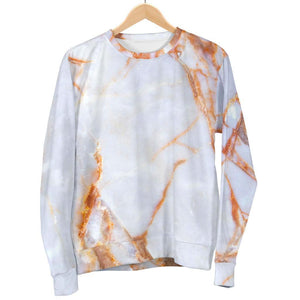 Grey Bronze Marble Print Men's Crewneck Sweatshirt GearFrost