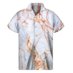 Grey Bronze Marble Print Men's Short Sleeve Shirt