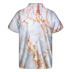 Grey Bronze Marble Print Men's Short Sleeve Shirt