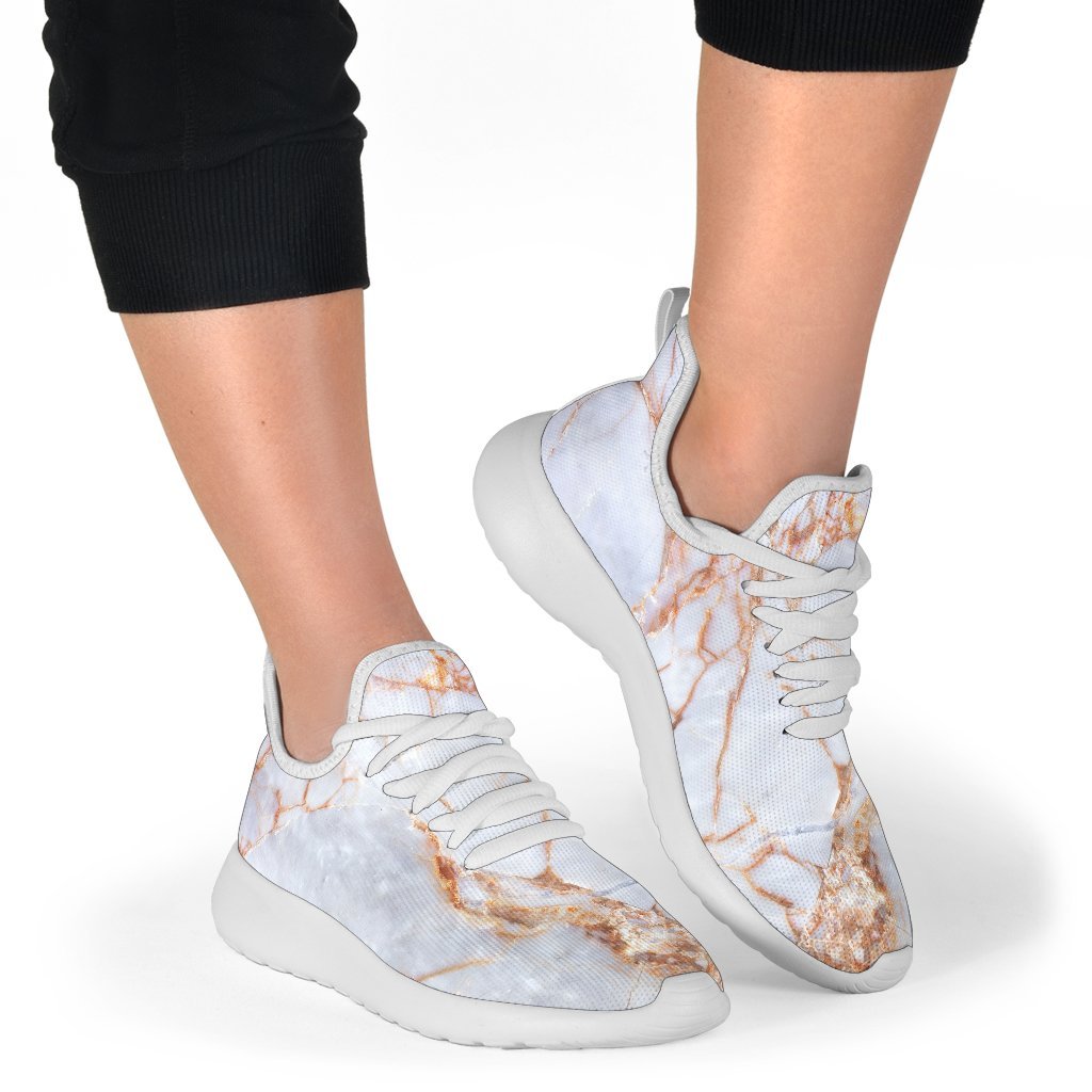 Grey Bronze Marble Print Mesh Knit Shoes GearFrost