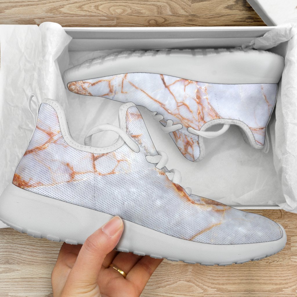 Grey Bronze Marble Print Mesh Knit Shoes GearFrost