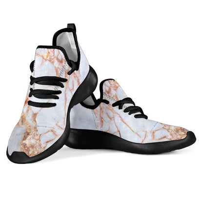 Grey Bronze Marble Print Mesh Knit Shoes GearFrost