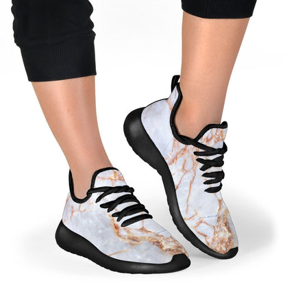 Grey Bronze Marble Print Mesh Knit Shoes GearFrost