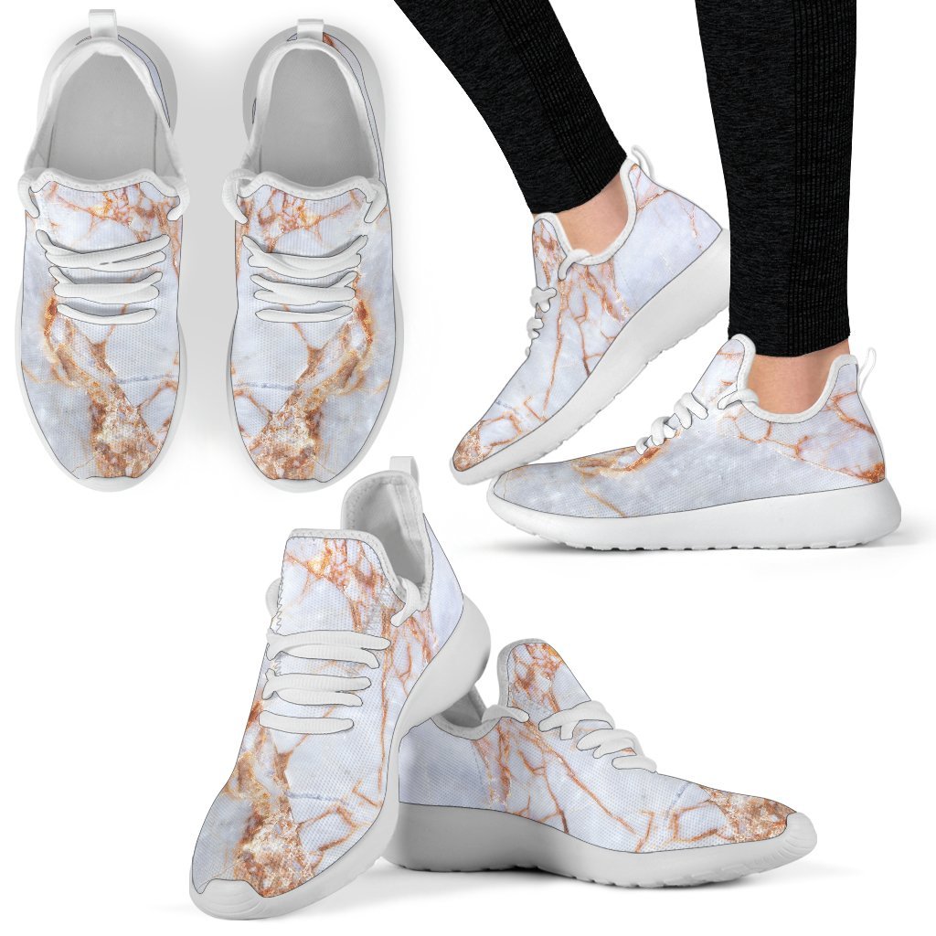 Grey Bronze Marble Print Mesh Knit Shoes GearFrost