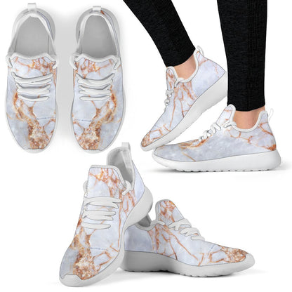 Grey Bronze Marble Print Mesh Knit Shoes GearFrost