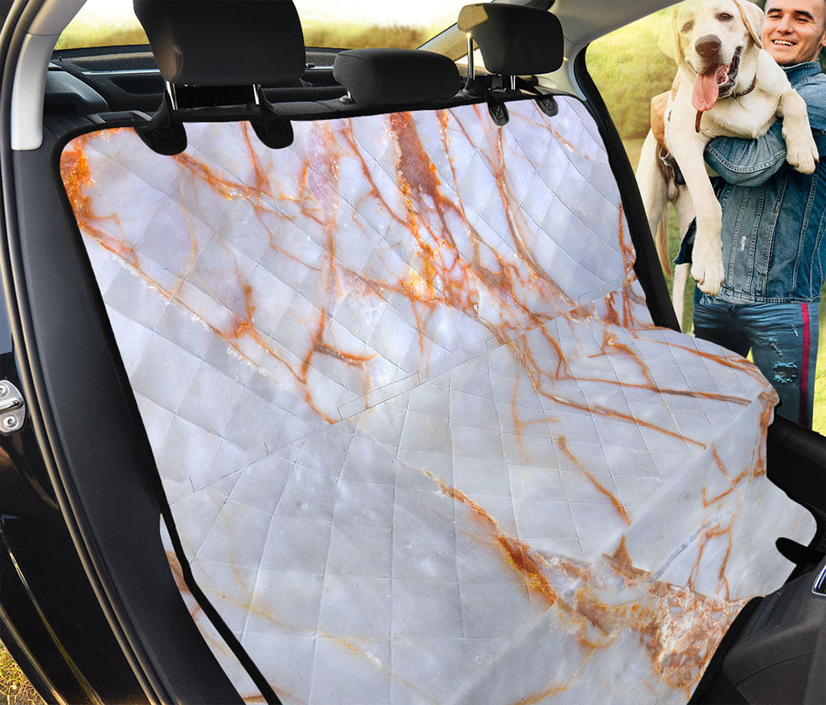 Grey Bronze Marble Print Pet Car Back Seat Cover